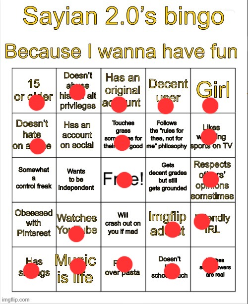 Sayian 2.0’s Bingo | image tagged in sayian 2 0 s bingo | made w/ Imgflip meme maker
