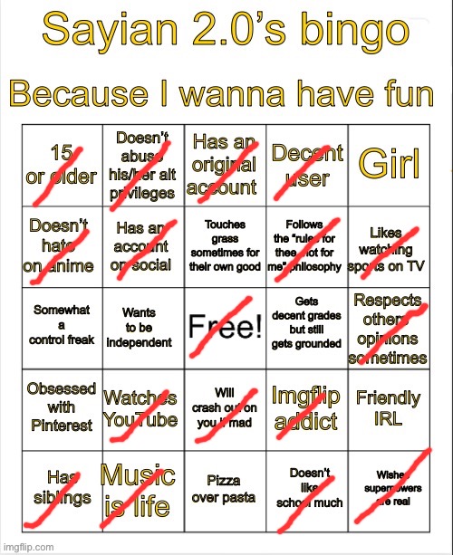 Sayian 2.0’s Bingo | image tagged in sayian 2 0 s bingo | made w/ Imgflip meme maker