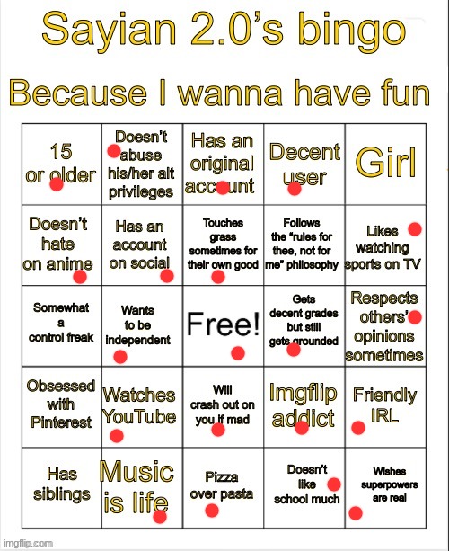 Sayian 2.0’s Bingo | image tagged in sayian 2 0 s bingo | made w/ Imgflip meme maker