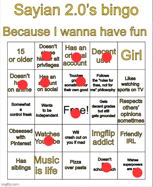Sayian 2.0’s Bingo | image tagged in sayian 2 0 s bingo | made w/ Imgflip meme maker