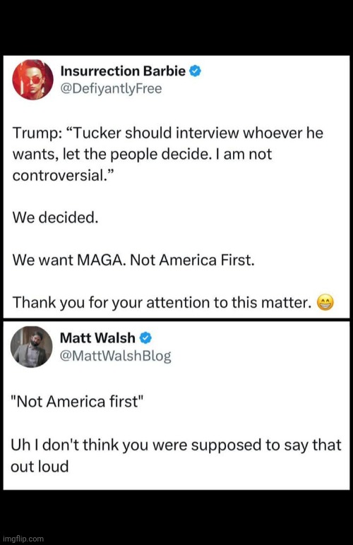 Whoopsie daisy! | image tagged in memes,freudian slip,two faced,whoops,maga,america first | made w/ Imgflip meme maker