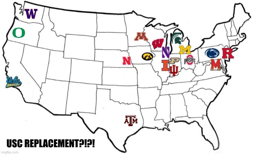 USC Big Ten meme | USC REPLACEMENT?!?! | image tagged in memes,college football,football,usc,sports,funny memes | made w/ Imgflip meme maker