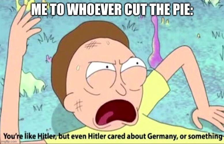 You're like Hitler | ME TO WHOEVER CUT THE PIE: | image tagged in you're like hitler | made w/ Imgflip meme maker