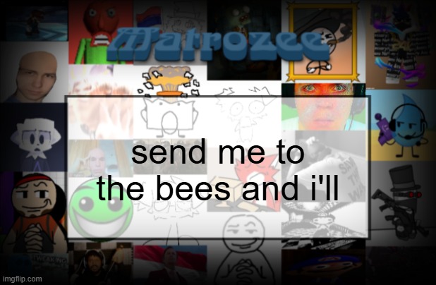 Matrozee Template V2 | send me to the bees and i'll | image tagged in matrozee template v2 | made w/ Imgflip meme maker