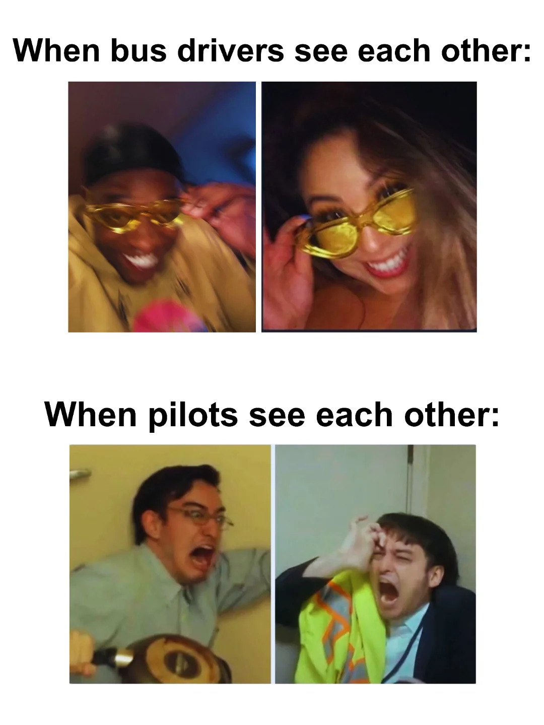 Bus drivers vs pilots Blank Meme Template
