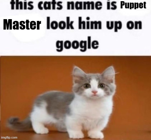 Prodigy meme | Puppet; Master | image tagged in this cats name is x look him up on google | made w/ Imgflip meme maker