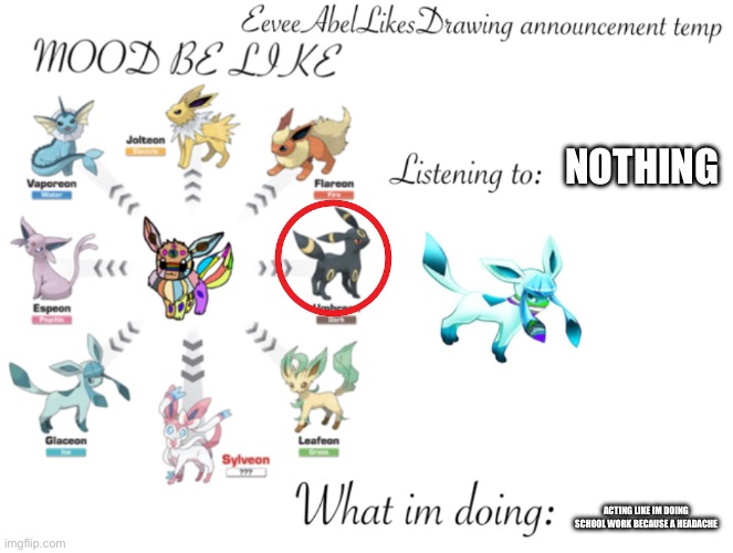 Announcement temp test | NOTHING; ACTING LIKE IM DOING SCHOOL WORK BECAUSE A HEADACHE | made w/ Imgflip meme maker