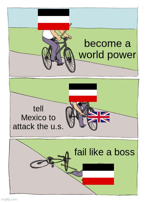turly a zimmer man did this | become a world power; tell Mexico to attack the u.s. fail like a boss | image tagged in memes,bike fall | made w/ Imgflip meme maker