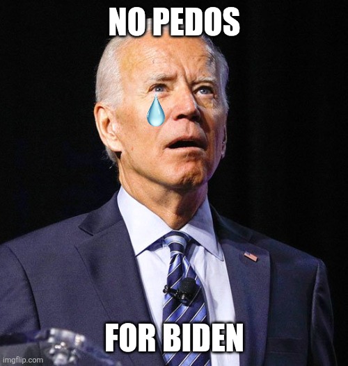 Joe Biden | NO PEDOS FOR BIDEN | image tagged in joe biden | made w/ Imgflip meme maker
