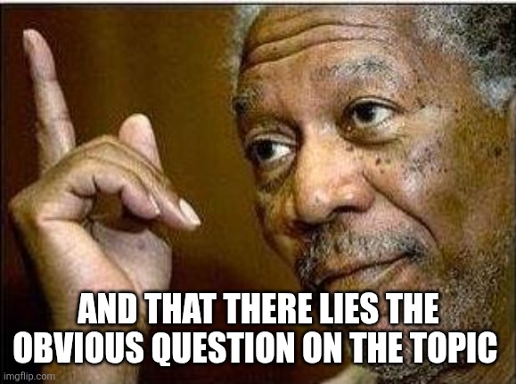 morgan freeman | AND THAT THERE LIES THE OBVIOUS QUESTION ON THE TOPIC | image tagged in morgan freeman | made w/ Imgflip meme maker