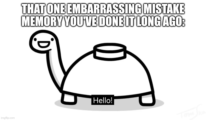 Mine Turtle Hello | THAT ONE EMBARRASSING MISTAKE MEMORY YOU'VE DONE IT LONG AGO: | image tagged in mine turtle hello | made w/ Imgflip meme maker