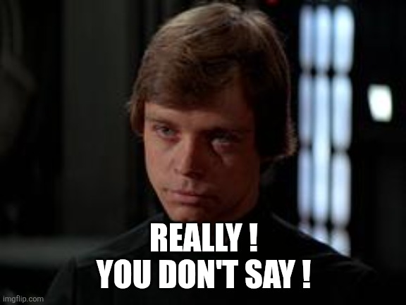 Luke Skywalker | REALLY !
YOU DON'T SAY ! | image tagged in luke skywalker | made w/ Imgflip meme maker