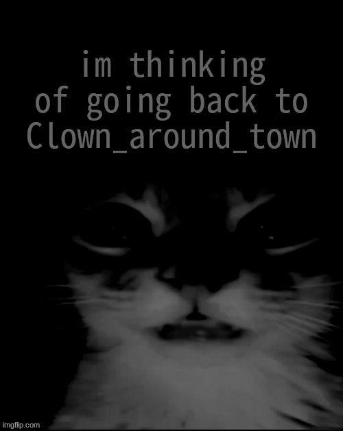 iykyk | im thinking of going back to Clown_around_town | image tagged in orange cat uncanny stare | made w/ Imgflip meme maker