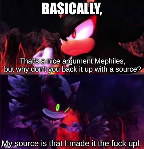 that's a nice argument mephiles but why don't you back it up | BASICALLY, | image tagged in that's a nice argument mephiles but why don't you back it up | made w/ Imgflip meme maker