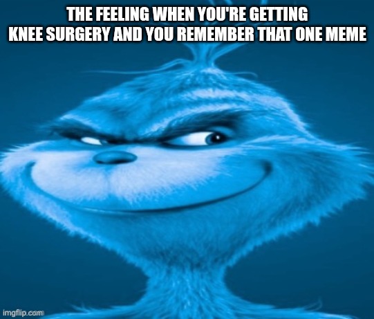 Lmao | THE FEELING WHEN YOU'RE GETTING KNEE SURGERY AND YOU REMEMBER THAT ONE MEME | image tagged in knee surgery,knee,medical | made w/ Imgflip meme maker