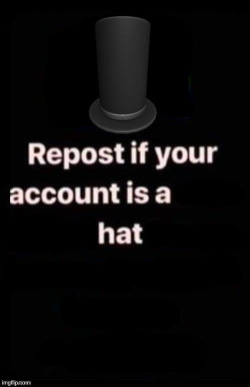 hat | image tagged in repost if your account meets the criteria | made w/ Imgflip meme maker