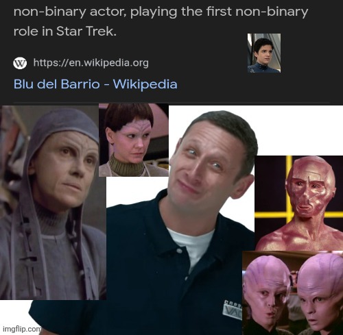 You binary about trek? | image tagged in androgenoid,androgenous,androgeny,nonbinary,non-binary,revisionism | made w/ Imgflip meme maker