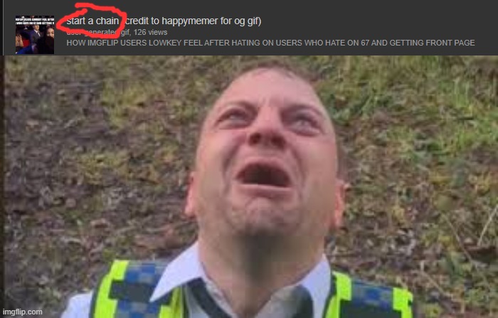 Don't do the chain. | image tagged in british cop screaming,memes,funny,fun | made w/ Imgflip meme maker