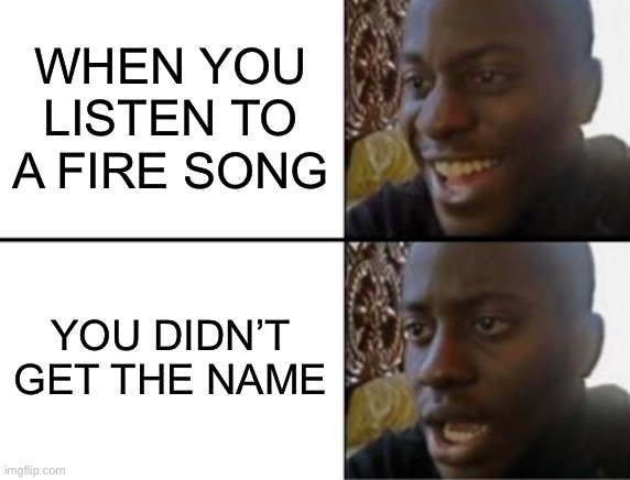 Oh yeah! Oh no... | WHEN YOU LISTEN TO A FIRE SONG; YOU DIDN’T GET THE NAME | image tagged in oh yeah oh no | made w/ Imgflip meme maker
