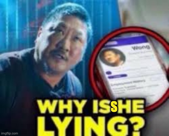 why is he lying | S | image tagged in why is he lying | made w/ Imgflip meme maker