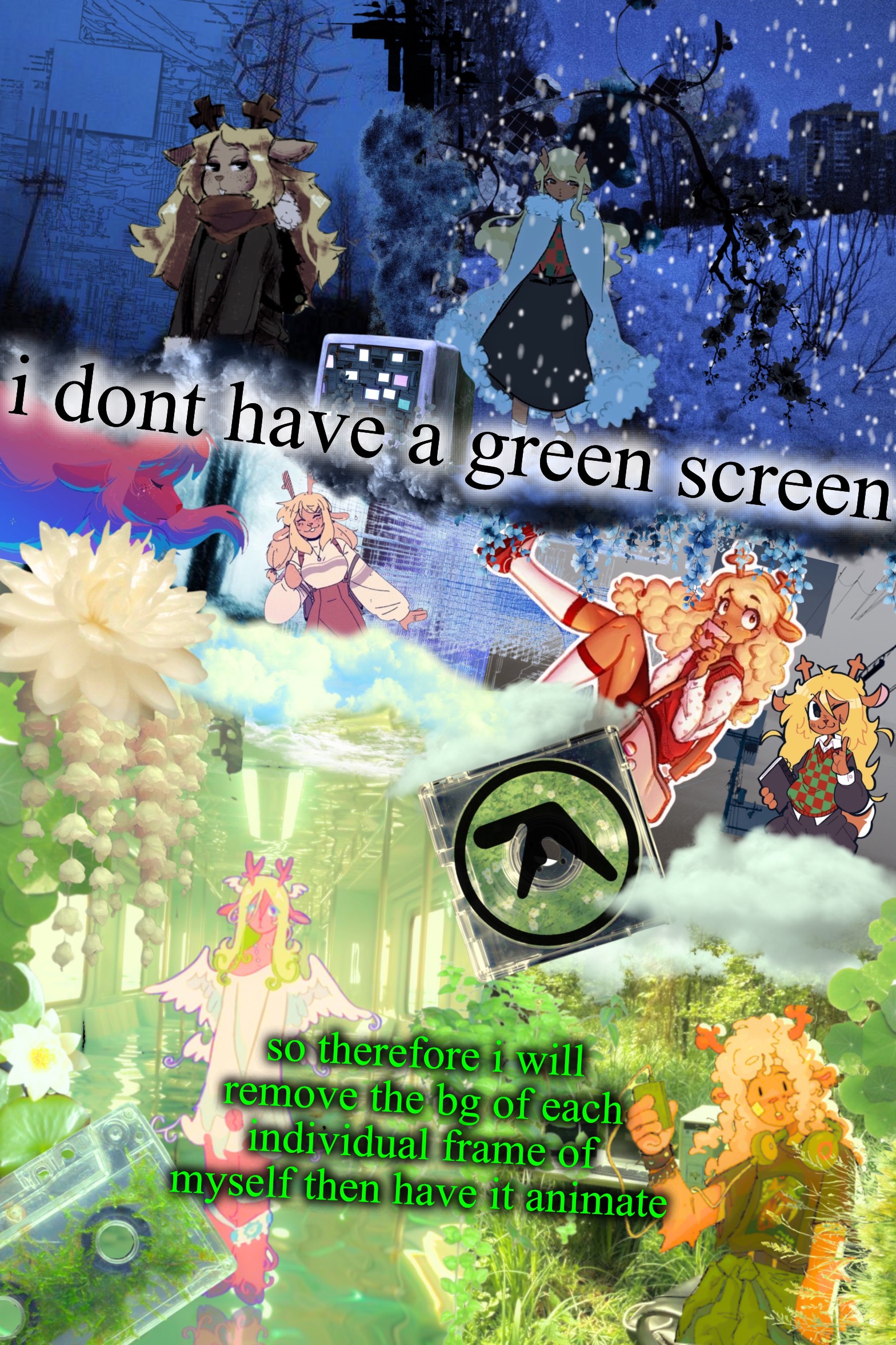 asriel's noelle template | i dont have a green screen; so therefore i will remove the bg of each individual frame of myself then have it animate | image tagged in asriel's noelle template | made w/ Imgflip meme maker