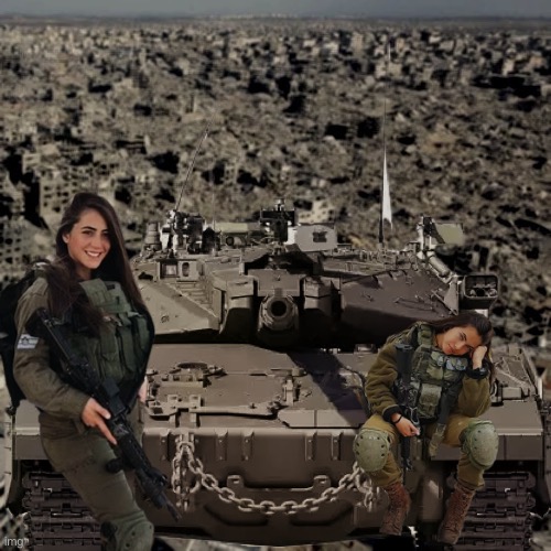 Female Soldiers & Tank Blank Meme Template