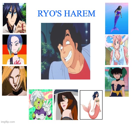 ryo's harem | RYO'S HAREM | image tagged in your own harem,anime,city hunter,beautiful girls,i will offend everyone,anime meme | made w/ Imgflip meme maker