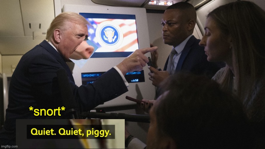 The model for everyone who always wanted to live in Orwell's Animal Farm | *snort* | image tagged in trump,idiocracy,jerk,misogyny | made w/ Imgflip meme maker