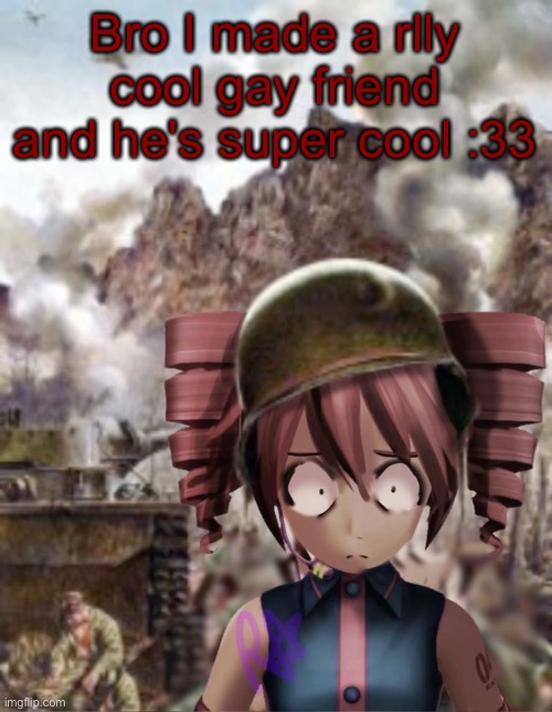 Sorry mods for spamming u | Bro I made a rlly cool gay friend and he's super cool :33 | image tagged in teto yard stare | made w/ Imgflip meme maker