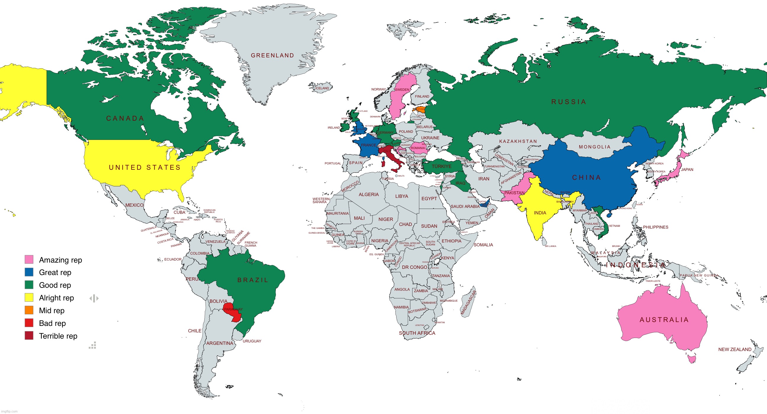 Countries based on the rep of their MSMG users | made w/ Imgflip meme maker