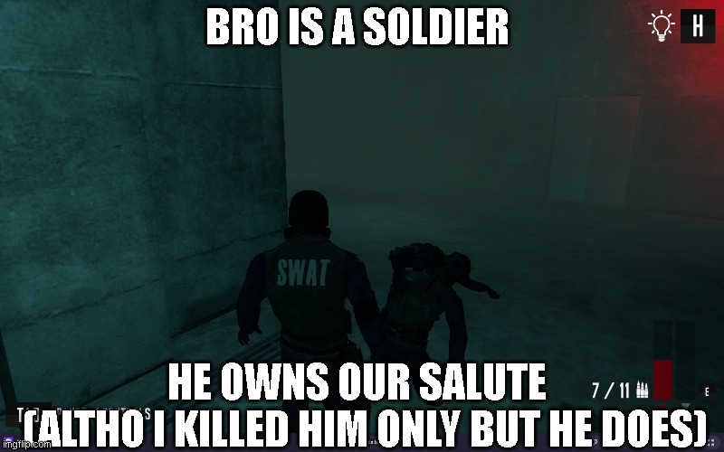 chrome game enemy died on knees | BRO IS A SOLDIER; HE OWNS OUR SALUTE  
(ALTHO I KILLED HIM ONLY BUT HE DOES) | image tagged in funny memes,sad but true,gaming,sacrifice | made w/ Imgflip meme maker