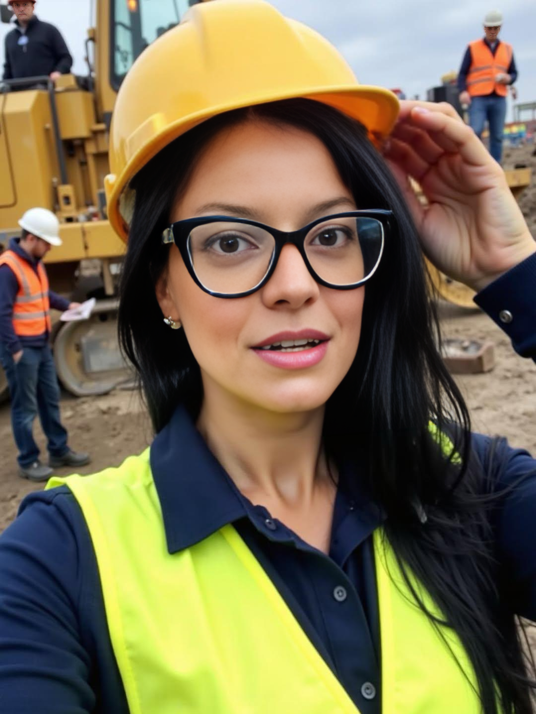 Wife construction site selfie Blank Meme Template