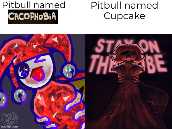 Pitbull meme | Pitbull named; Pitbull named
Cupcake | image tagged in blank white template,pitbulls | made w/ Imgflip meme maker