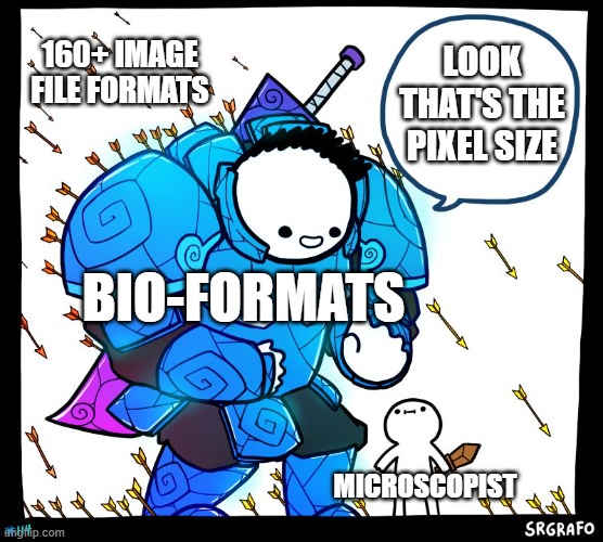 Invisible Heroes | LOOK THAT'S THE PIXEL SIZE; 160+ IMAGE FILE FORMATS; BIO-FORMATS; MICROSCOPIST | image tagged in wholesome protector | made w/ Imgflip meme maker