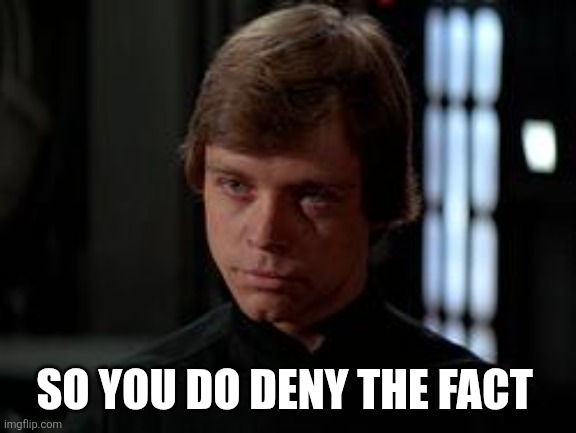 Luke Skywalker | SO YOU DO DENY THE FACT | image tagged in luke skywalker | made w/ Imgflip meme maker