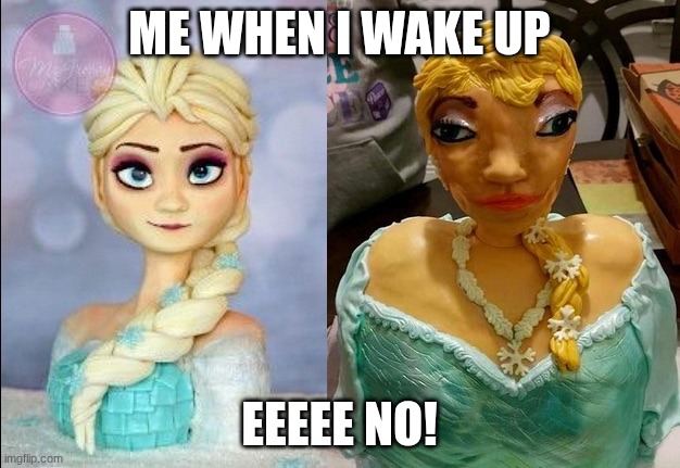 Cakes: Expectation VS Reality | ME WHEN I WAKE UP; EEEEE NO! | image tagged in cakes expectation vs reality | made w/ Imgflip meme maker