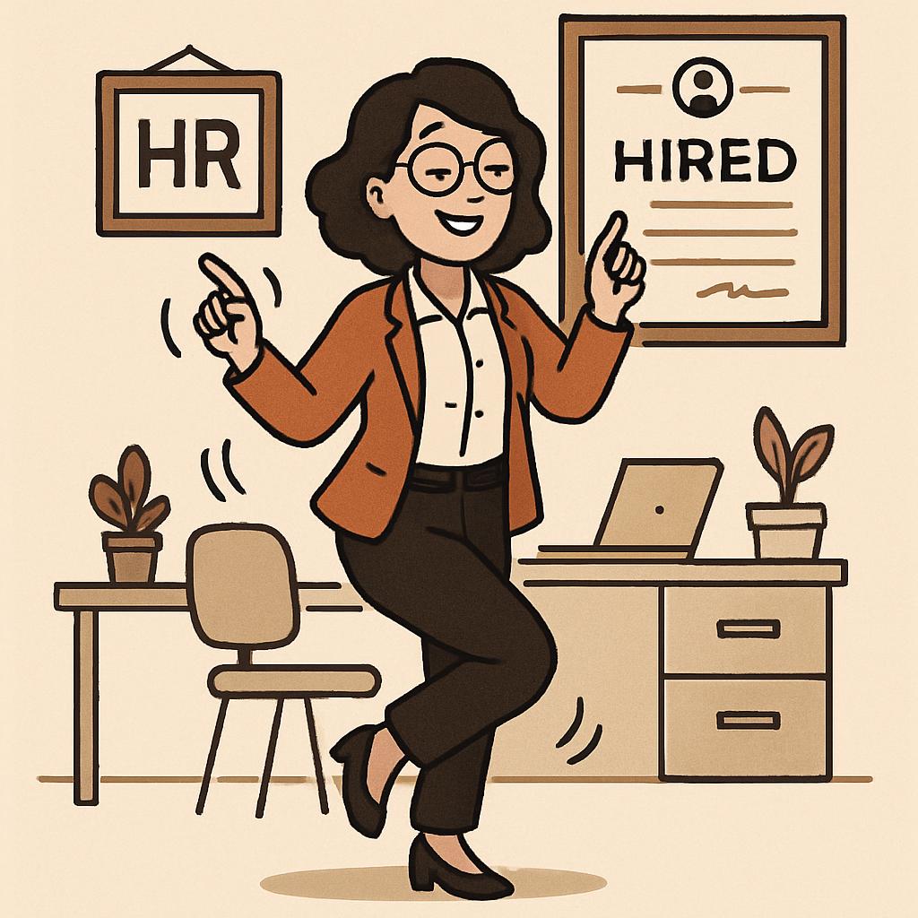 hr dancing after hiring Blank Meme Template