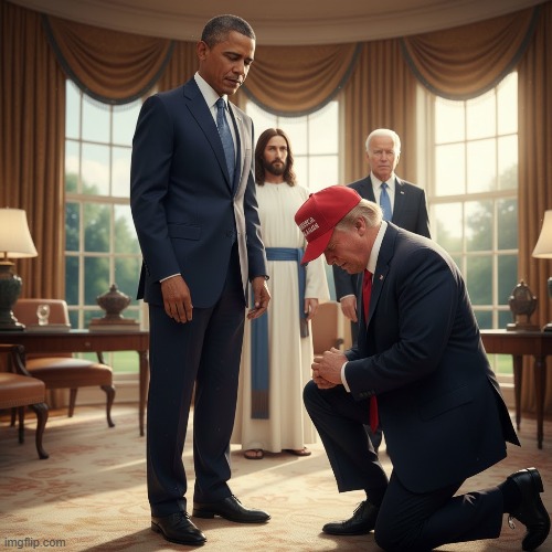 THE TRUTH | image tagged in jesus,obama,joe biden,trump,truth,kneel | made w/ Imgflip meme maker