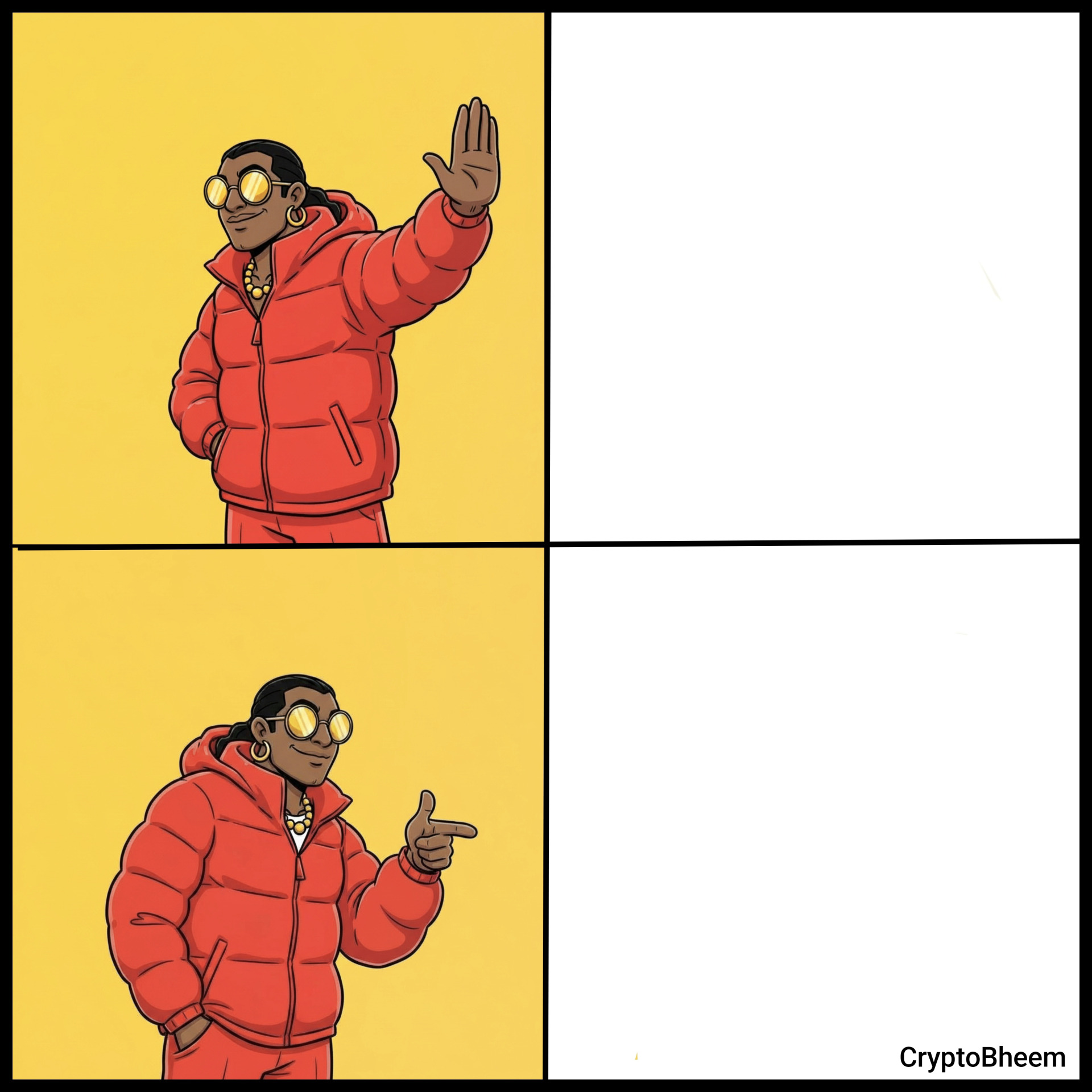 Cryto Bheem in Drake Style Blank Meme Template