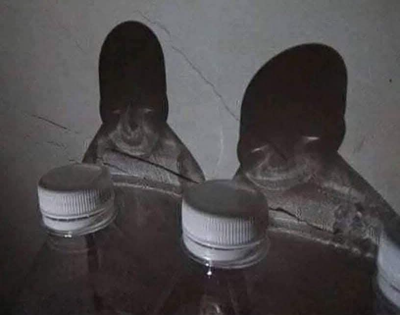 Water bottle shadows at night Blank Meme Template