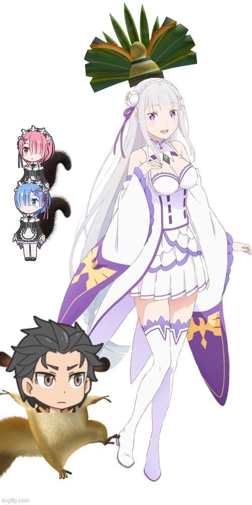 All Hail Queen Emilia | image tagged in rezero,madagascar,all hail king julien | made w/ Imgflip meme maker