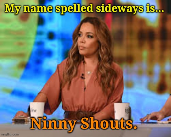Sunny Hostin | My name spelled sideways is... Ninny Shouts. | image tagged in sunny hostin | made w/ Imgflip meme maker