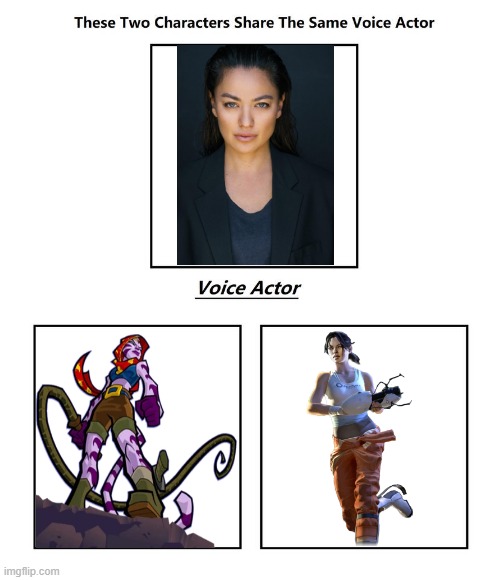 Alesia Glidewell | image tagged in same voice actor,sly cooper,portal,valve,playstation,alesia glidewell | made w/ Imgflip meme maker