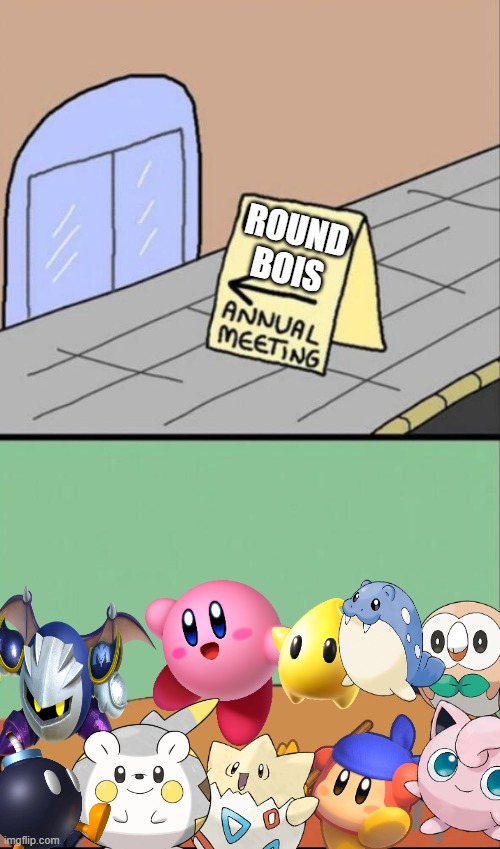 just some adorable bois to make ur day | ROUND BOIS | image tagged in annual meeting of unhated,kirby,pokemon,mario,nintendo,round earth | made w/ Imgflip meme maker