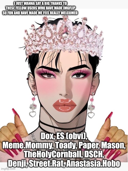 These are the ppl I communicate on the daily and they always make me feel really happy | I JUST WANNA SAY A BIG THANKS TO THESE FELLOW USERS WHO HAVE MADE IMGFLIP SO FUN AND HAVE MADE ME FEEL REALLY WELCOMED; Dox, ES (obvi), Meme.Mommy, Toady, Paper, Mason, TheHolyCornball, DSCH, Denji, Street.Rat, Anastasia.Hobo | image tagged in clock it baddie | made w/ Imgflip meme maker