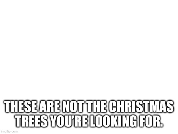 Obiwan | THESE ARE NOT THE CHRISTMAS TREES YOU’RE LOOKING FOR. | image tagged in obi wan kenobi | made w/ Imgflip meme maker