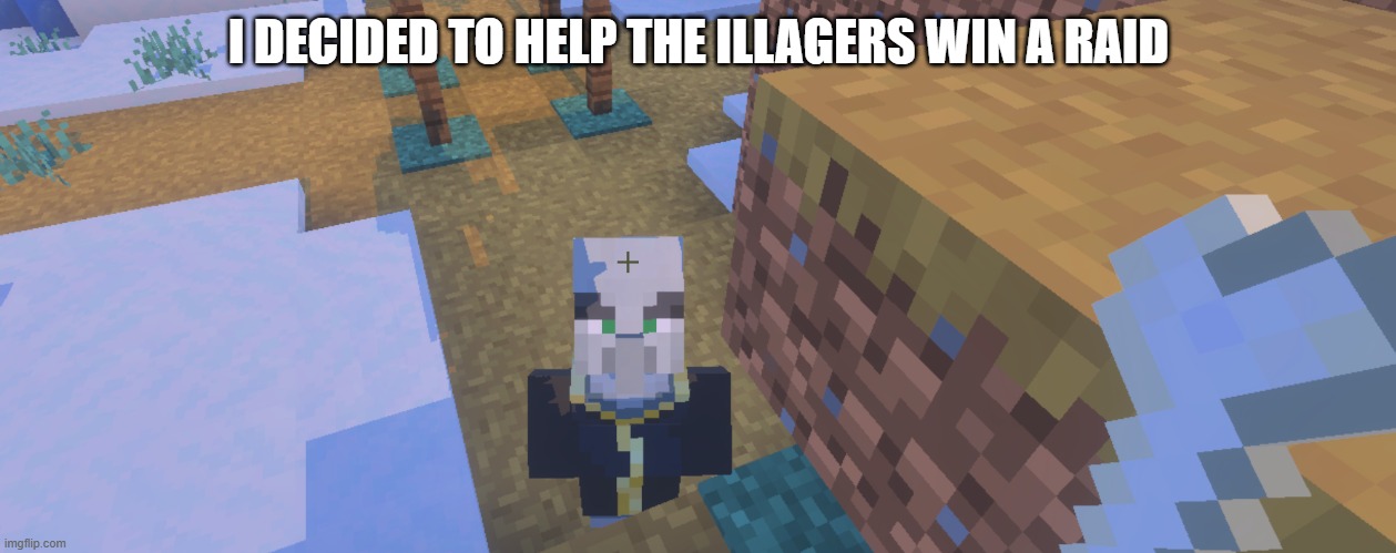 Evoker | I DECIDED TO HELP THE ILLAGERS WIN A RAID | image tagged in evoker | made w/ Imgflip meme maker