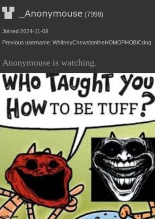 anonymouse is always watching is so nonchalant and tuff 6767 ong | made w/ Imgflip meme maker