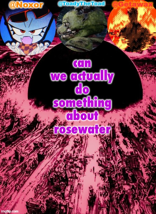 they made cp | can we actually do something about rosewater | image tagged in noxor toady and geta's temp | made w/ Imgflip meme maker