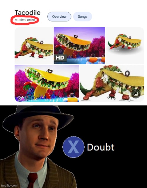 google got it wrong | image tagged in l a noire press x to doubt,tacodile,google,memes | made w/ Imgflip meme maker